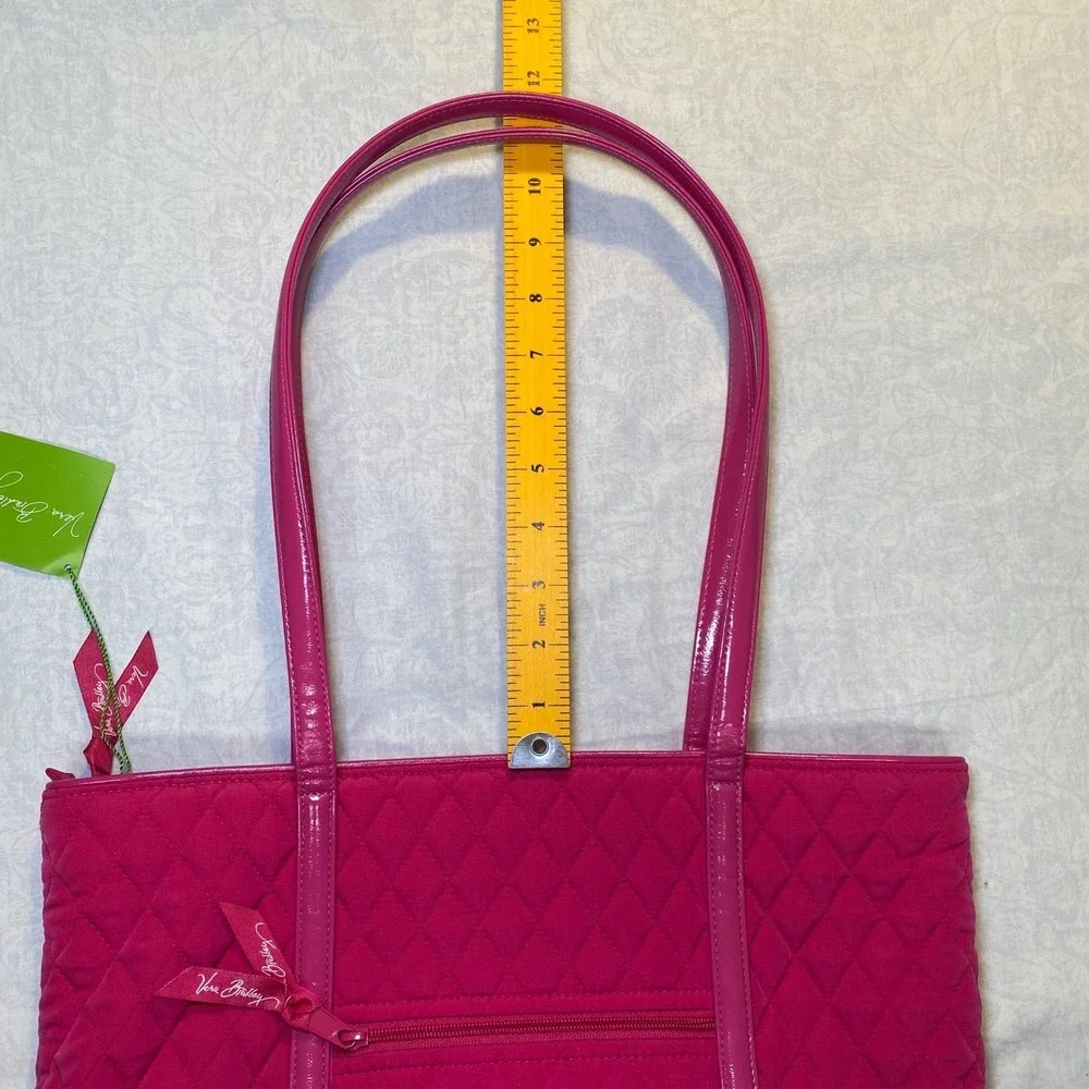 Vera Bradley Small Trimmed Vera Tote Bag Fuchsia Pink Quilted NWT